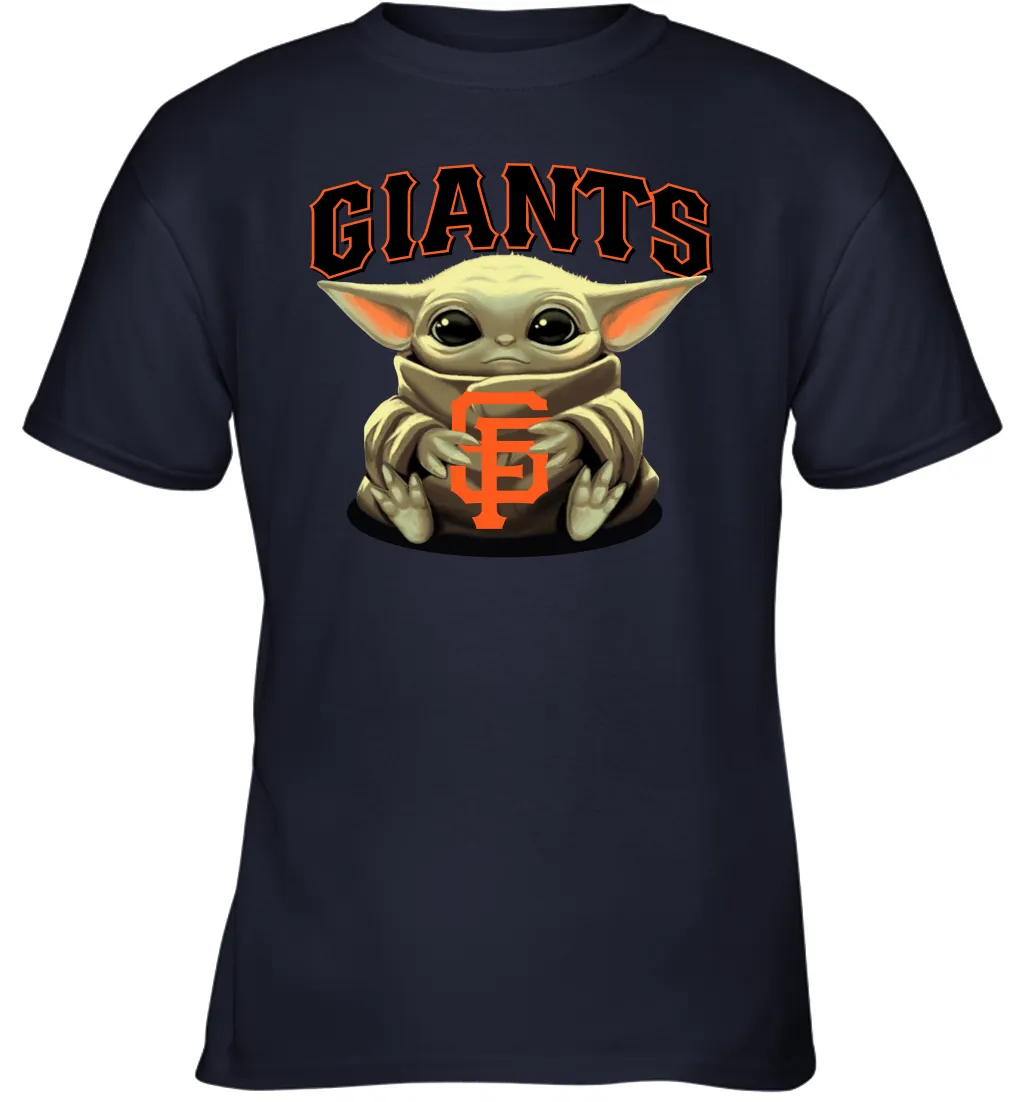 Baby Yoda Hugs Loves The San Francisco GiantsBaseball Youth T-Shirt