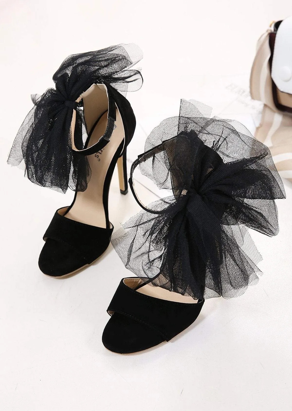 BIBE - TULLE POM POM SANDALS