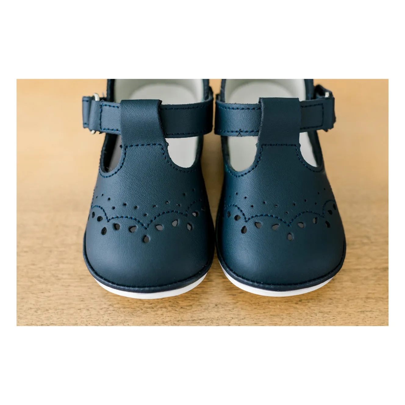 Birdie Navy Leather T-Strap Mary Jane (Baby)