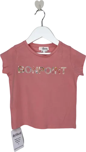 Bonpoint Pink Embroidered Logo T Shirt 4 Years