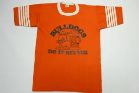 Bulldogs Do It Better Vintage 80's Velva Sheen Funny Striped Sleeve T-Shirt