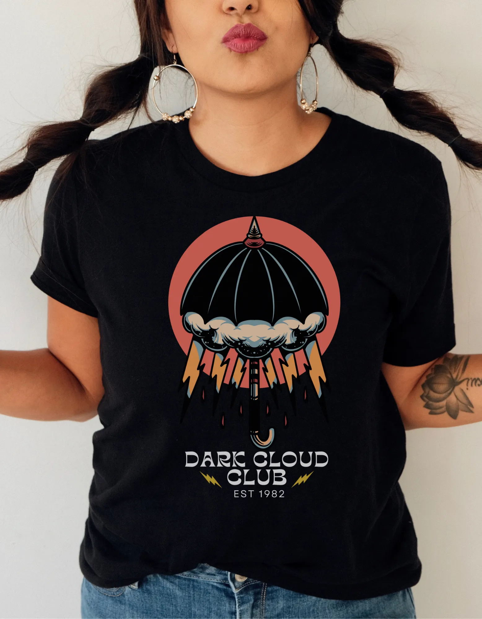 Dark Cloud Club 2 Tattoo T-shirt / Traditional Tattoo Tee Shirt / Punk Rock Clothing Tshirt Rockabilly Psychobilly Freak Goth