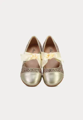 Glittery Embellished With Satin Ribbon Shoes