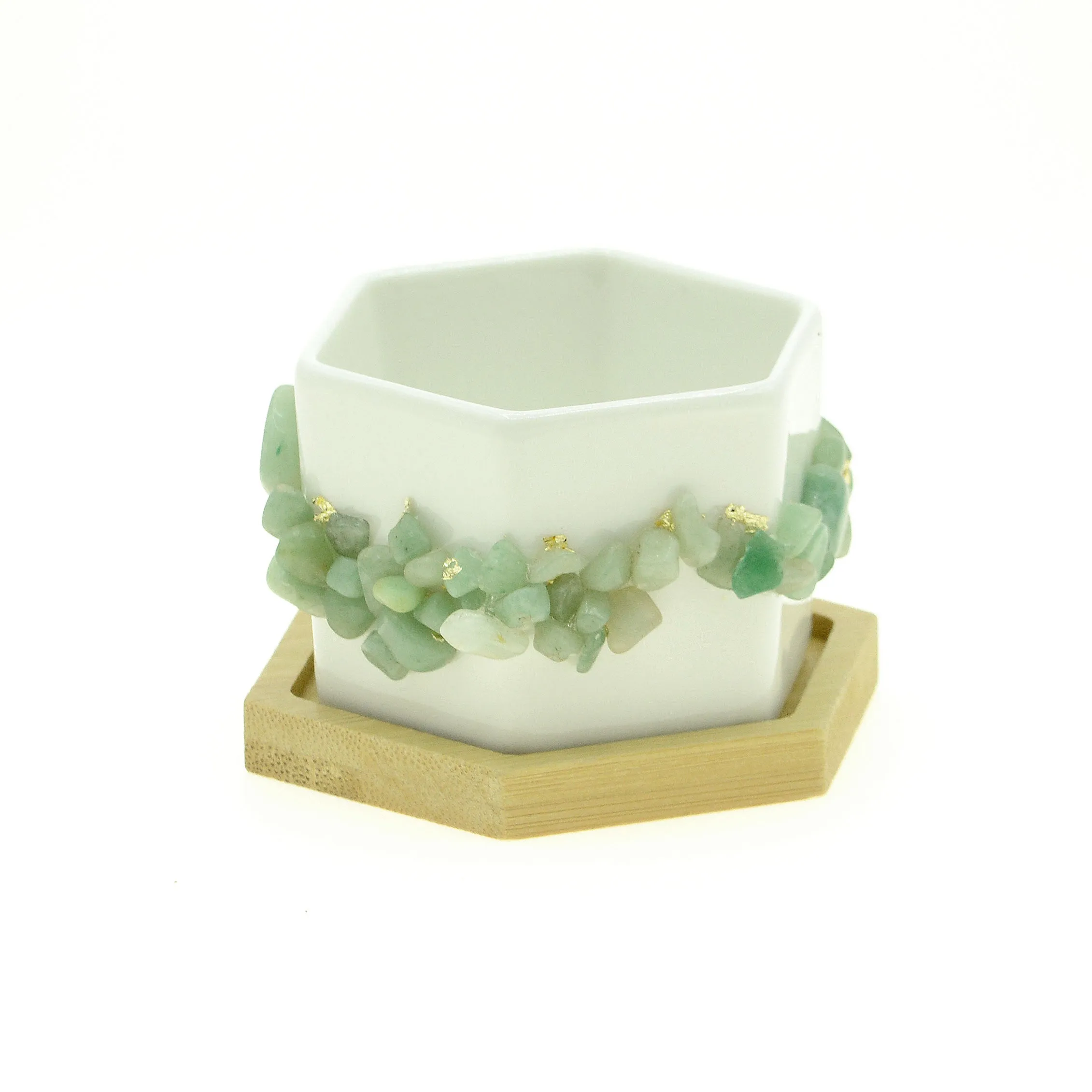 Green Prehnite Gemstone Planter   Air Plant