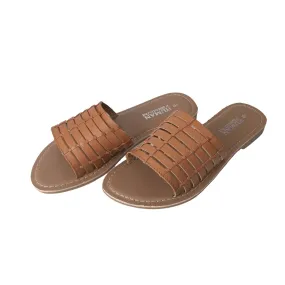 Human Shoes Pilgrim Leather Slide in Tan