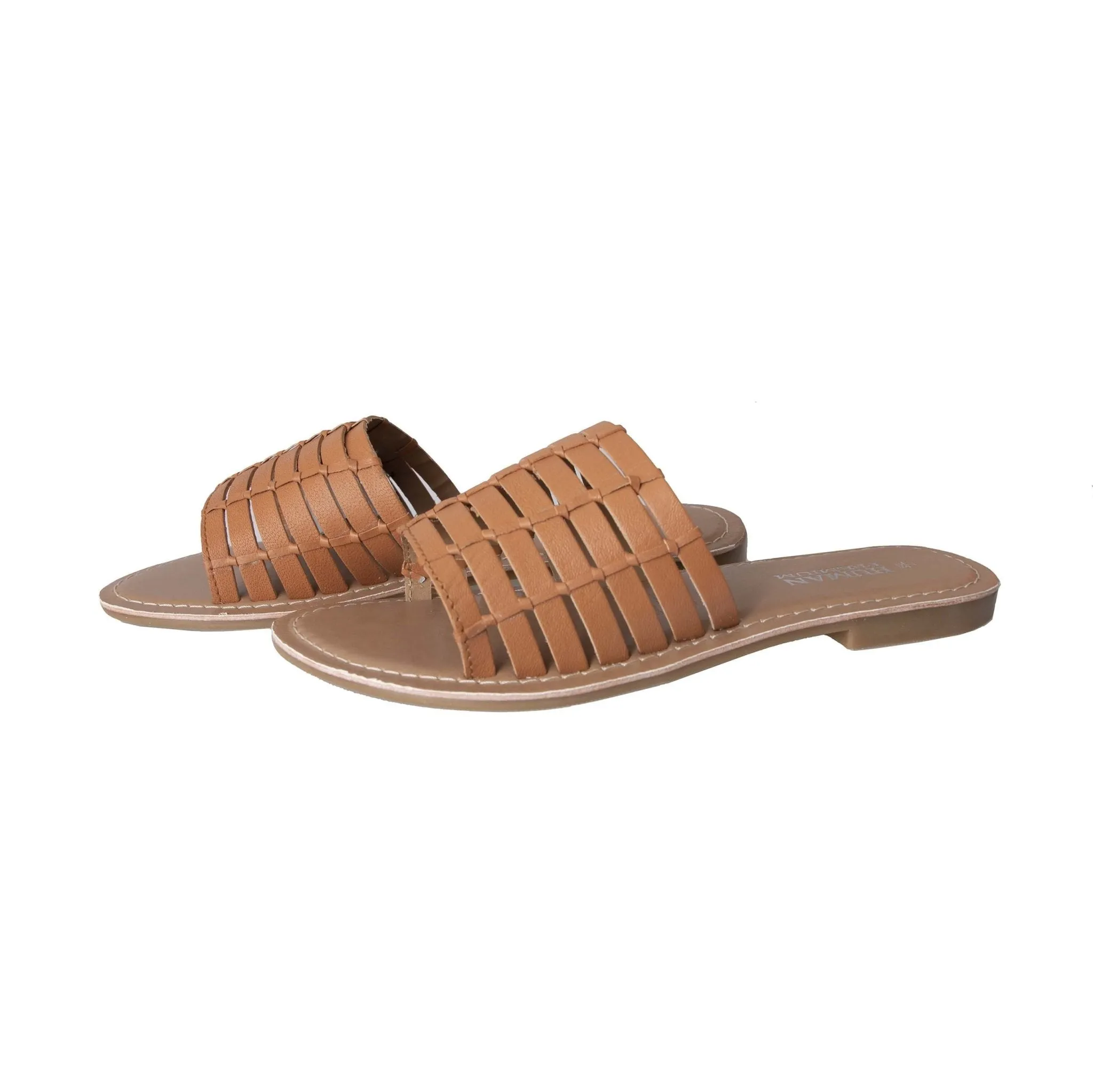 Human Shoes Pilgrim Leather Slide in Tan