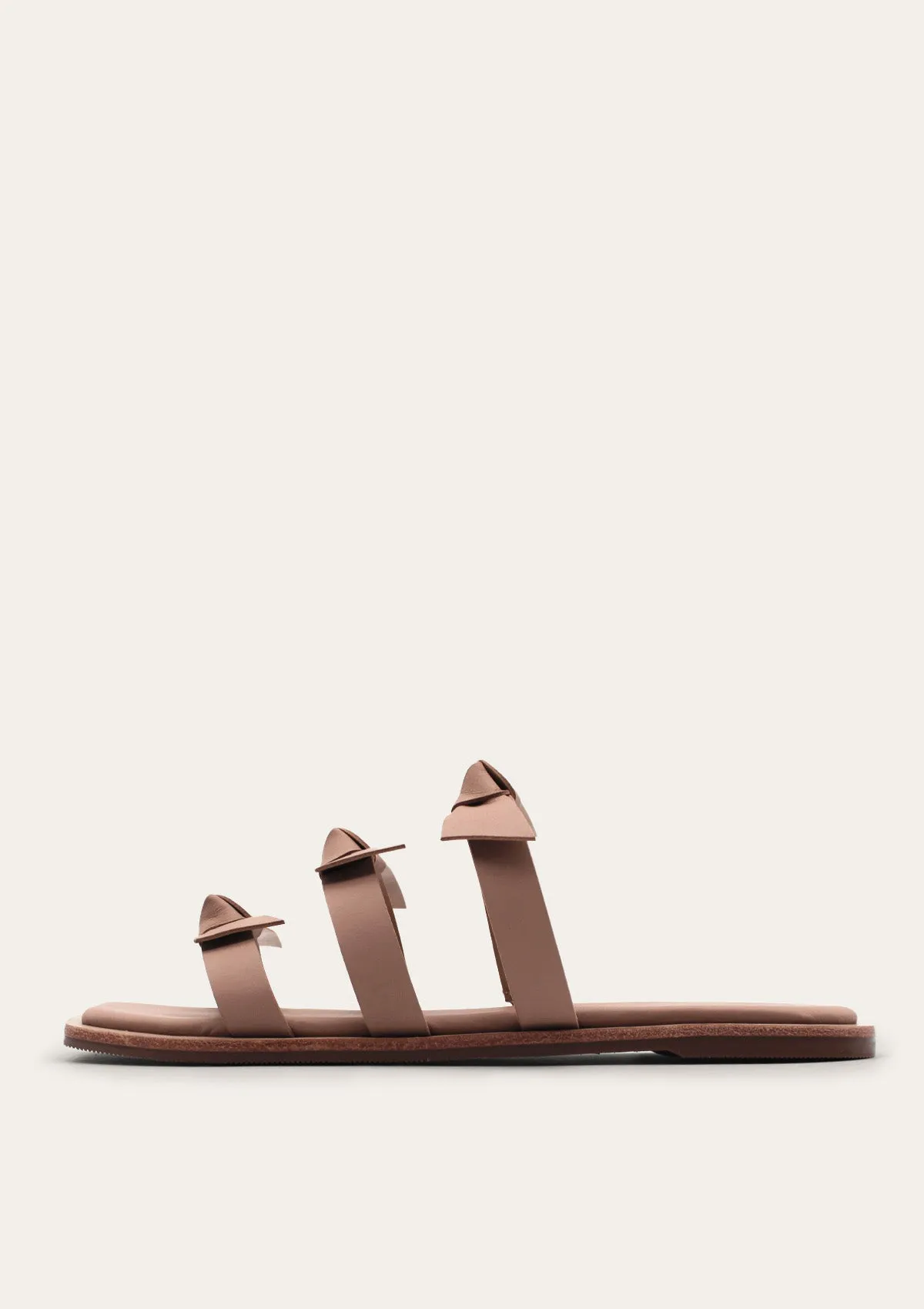 Kaanas - Recife Bow Leather Slide - NUDE