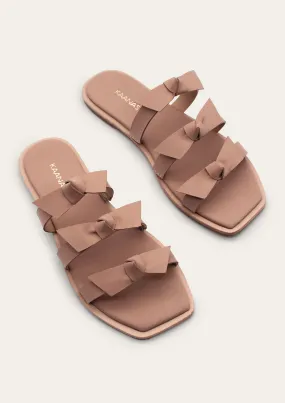 Kaanas - Recife Bow Leather Slide - NUDE