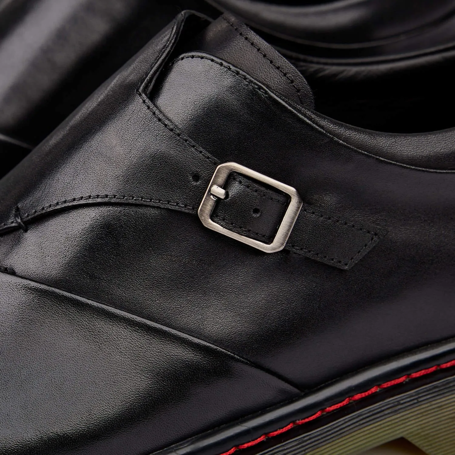 Kendrick Black Leather Monk Straps