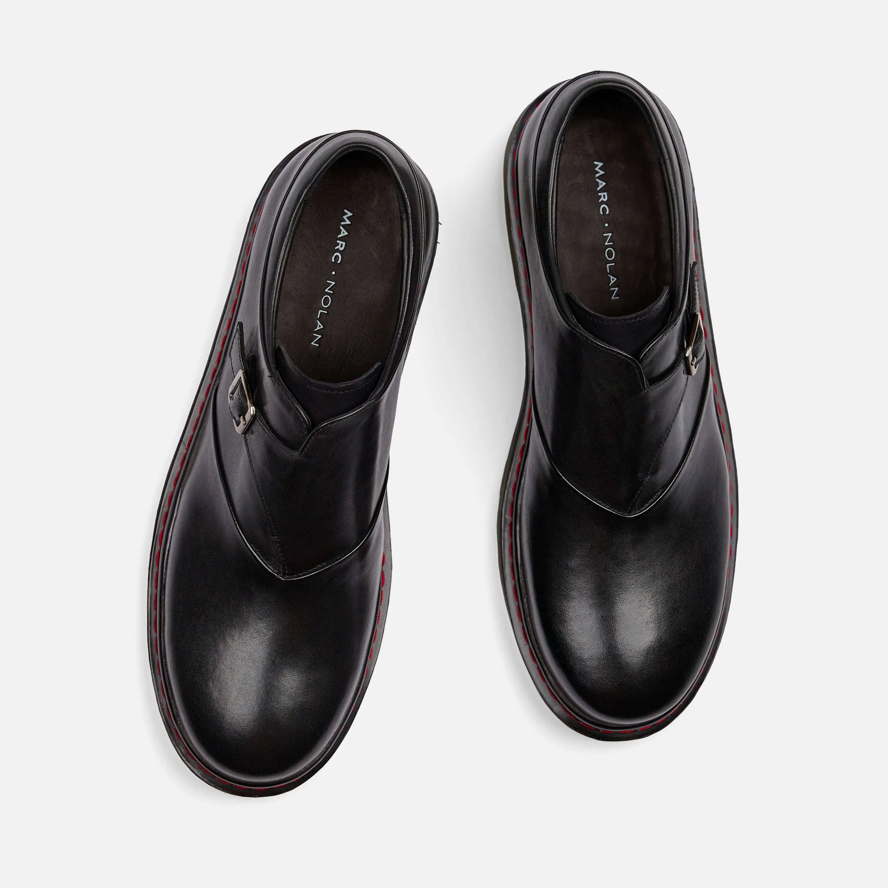 Kendrick Black Leather Monk Straps