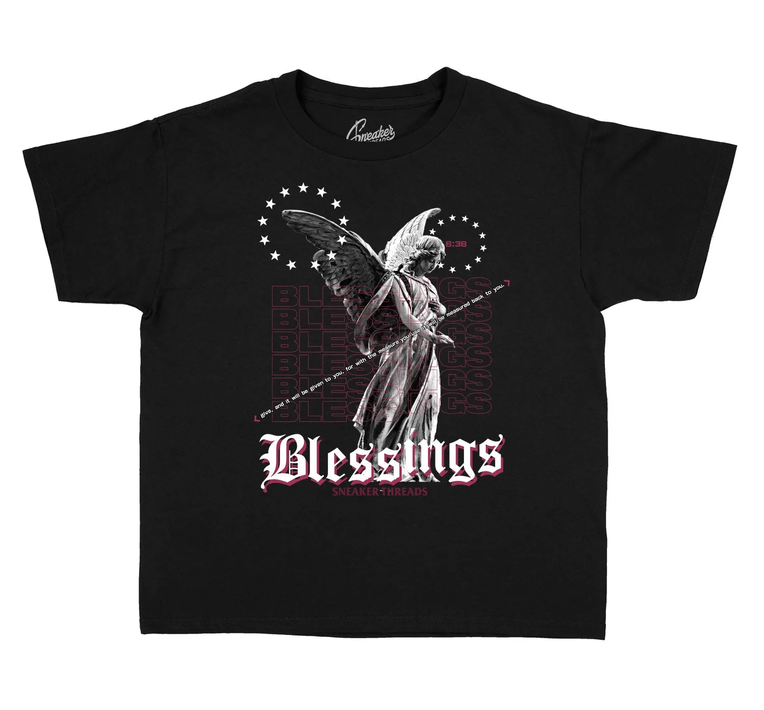 Kids Burgundy 8 Shirt - Blessings Angel - Black