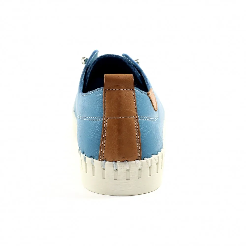 Ladies Soft Mid Blue Leather Shoes Flamborough Plimsoles Lunar Shoes sale