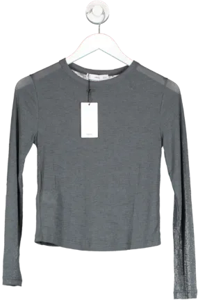 MANGO Grey Ribbed Knit T-shirt BNWT UK M