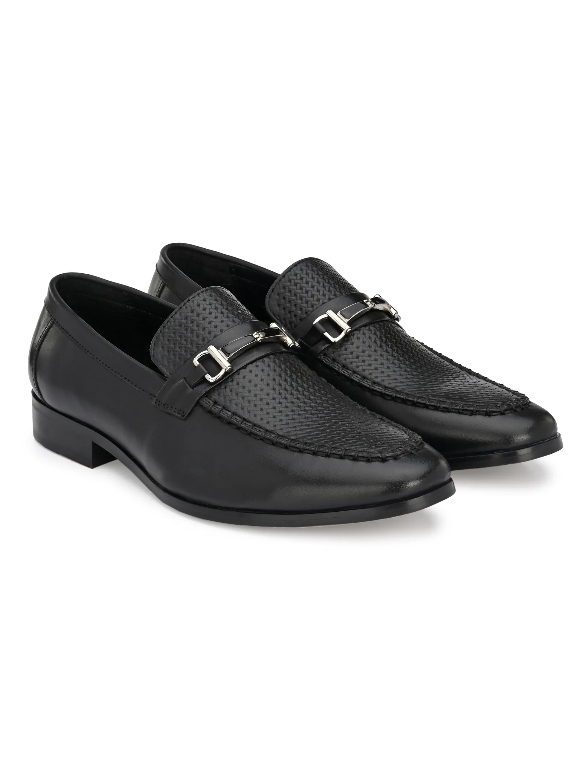 Metro Black Buckle Slip-ons