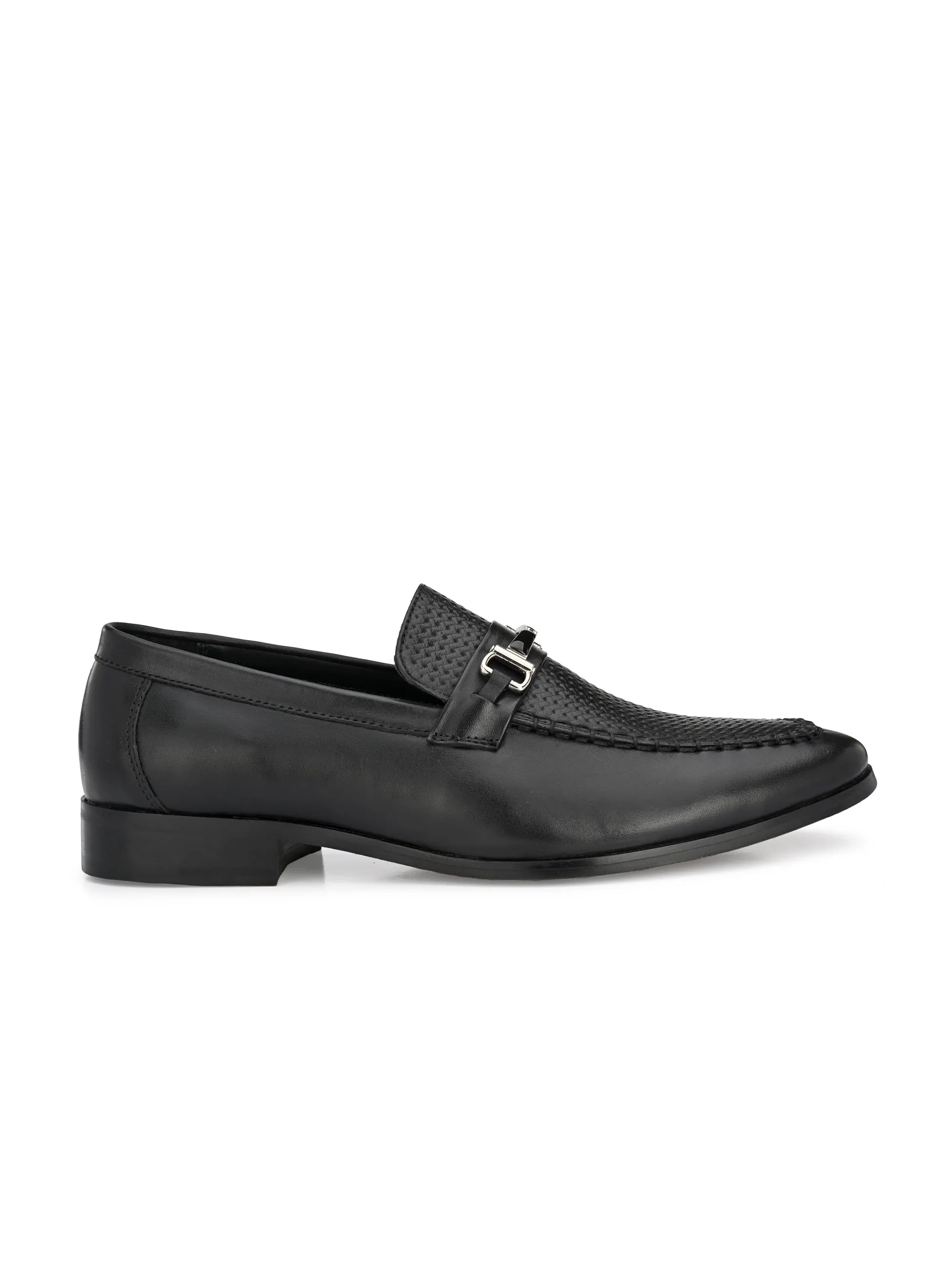 Metro Black Buckle Slip-ons