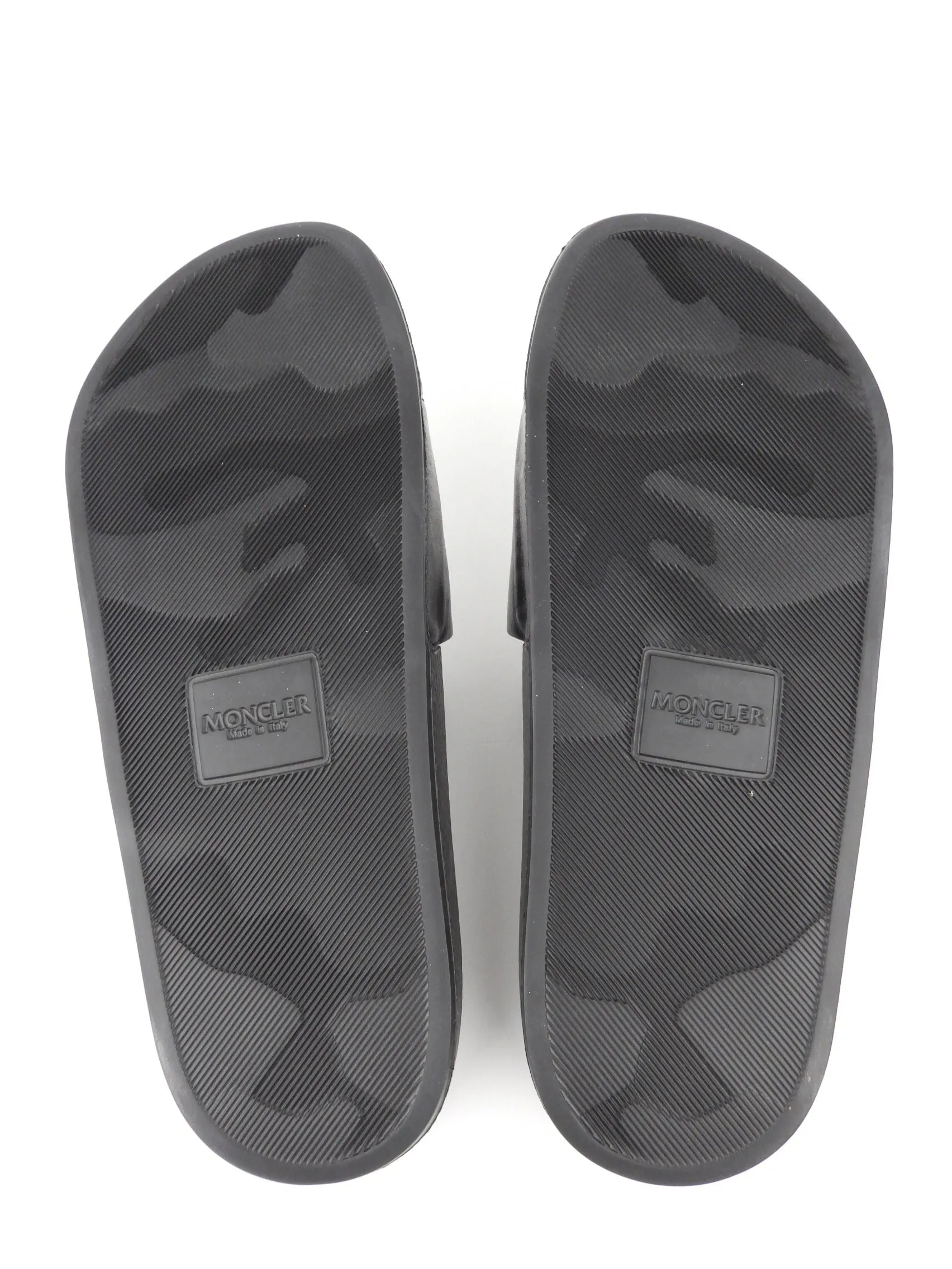 Moncler Black and White Logo Slide Sandals - 40