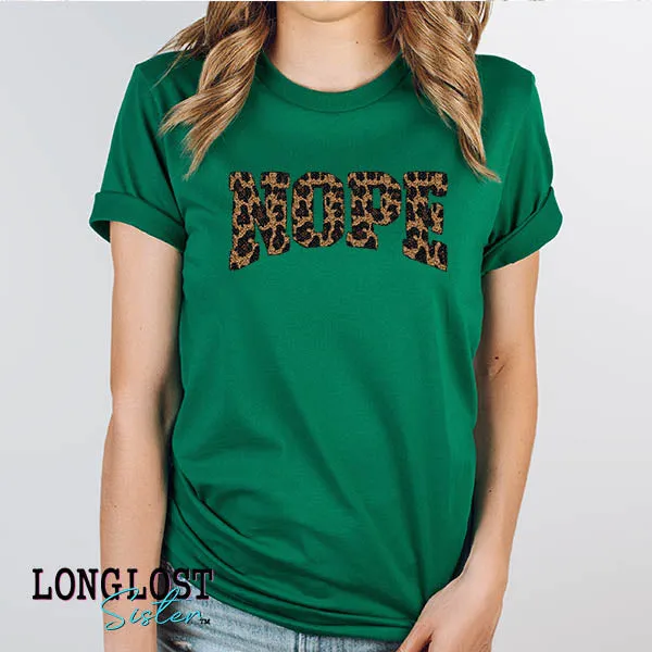 Nope Faux Leopard Sequin Graphic Tee