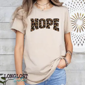 Nope Faux Leopard Sequin Graphic Tee