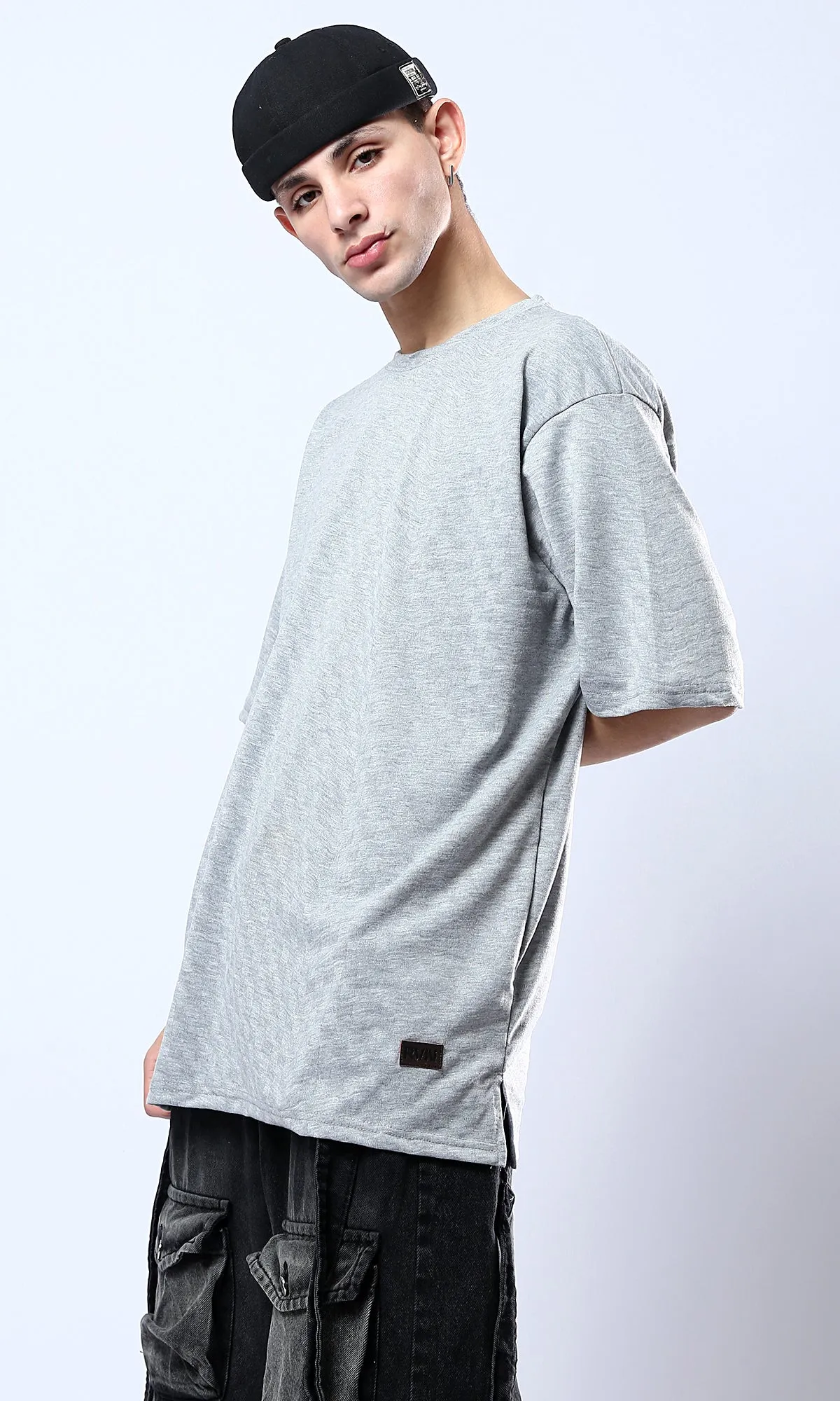 O180763 Relaxed Fit Heather Grey Comfy Slip On Tee