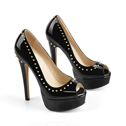 Peep Toe Silp-on High Heel Pumps Patent Leather
