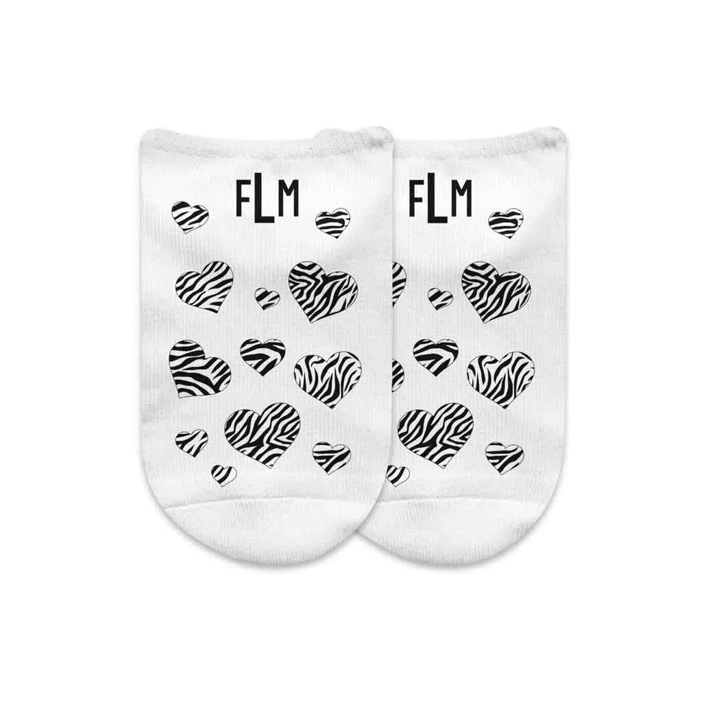 Personalized Monogram Socks with Animal Print Hearts in Gift Box