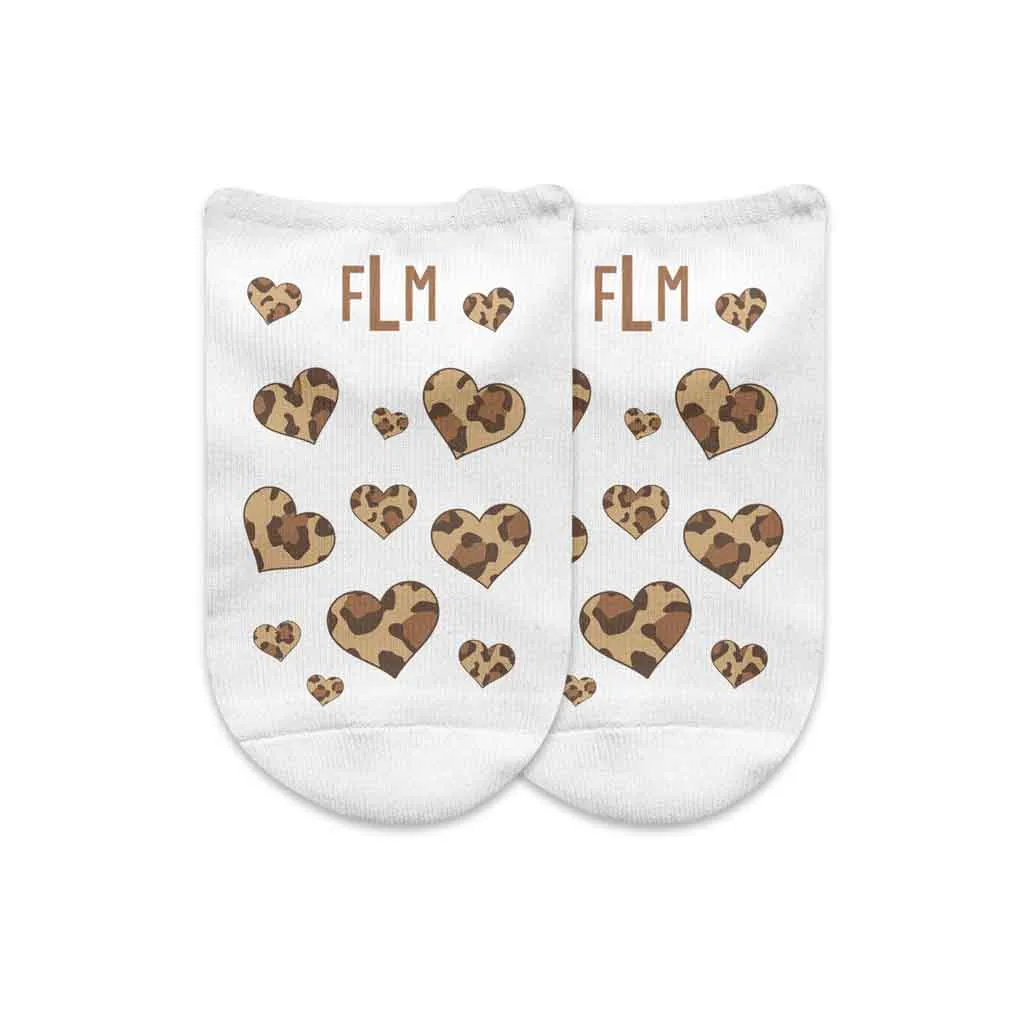 Personalized Monogram Socks with Animal Print Hearts in Gift Box