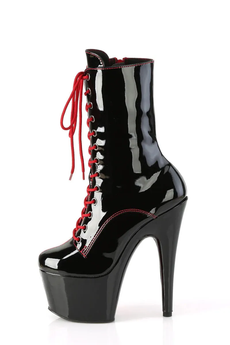 Pleaser USA Adore-1040TT 7inch Pleaser Boots - Patent Black/Red