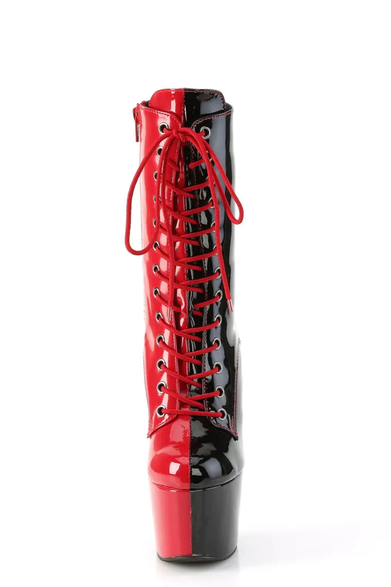 Pleaser USA Adore-1040TT 7inch Pleaser Boots - Patent Black/Red