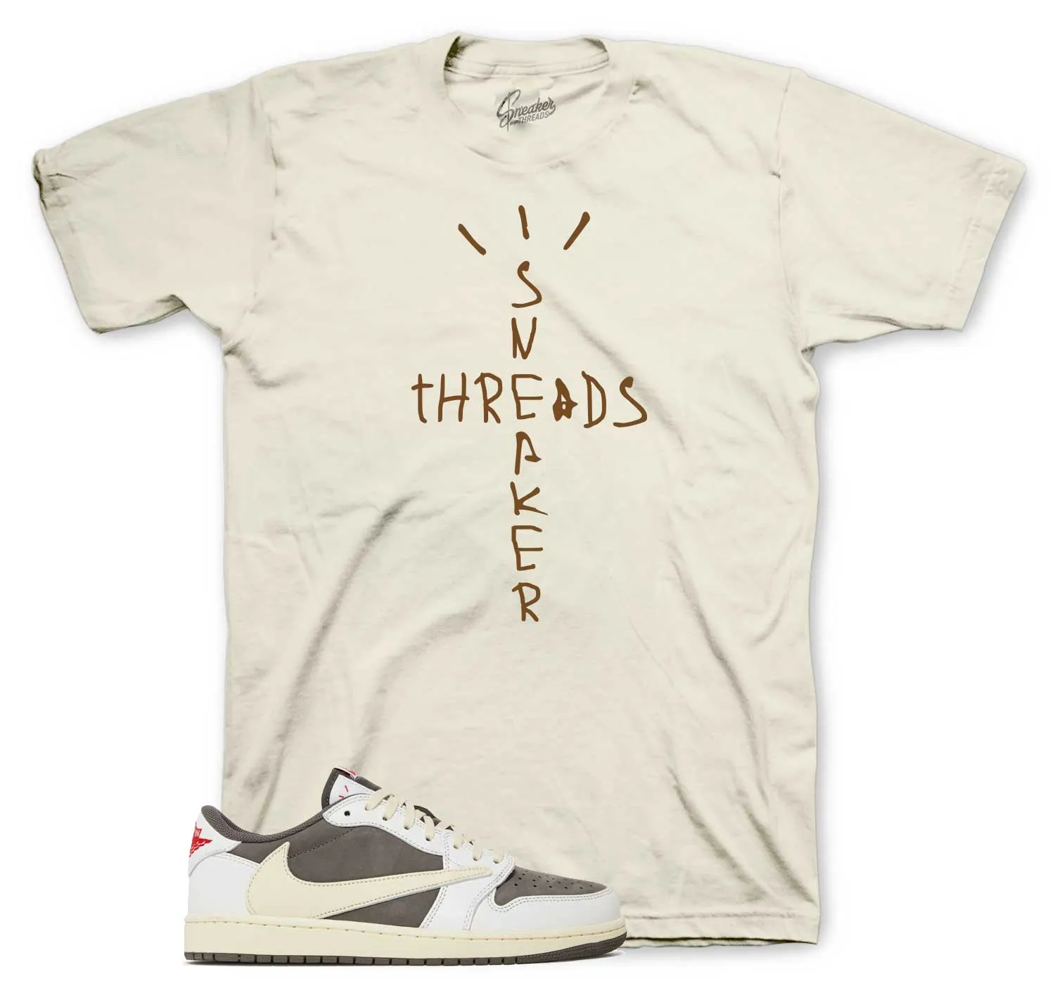 Retro 1 Reverse Mocha Shirt - ST Scribbles - Natural