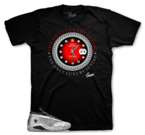 Retro 14 Metallic Silver Shirt - Rolie Time - Black