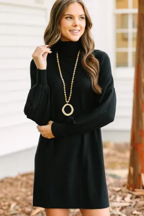 Wherever You Go Black Turtleneck Sweater Dress