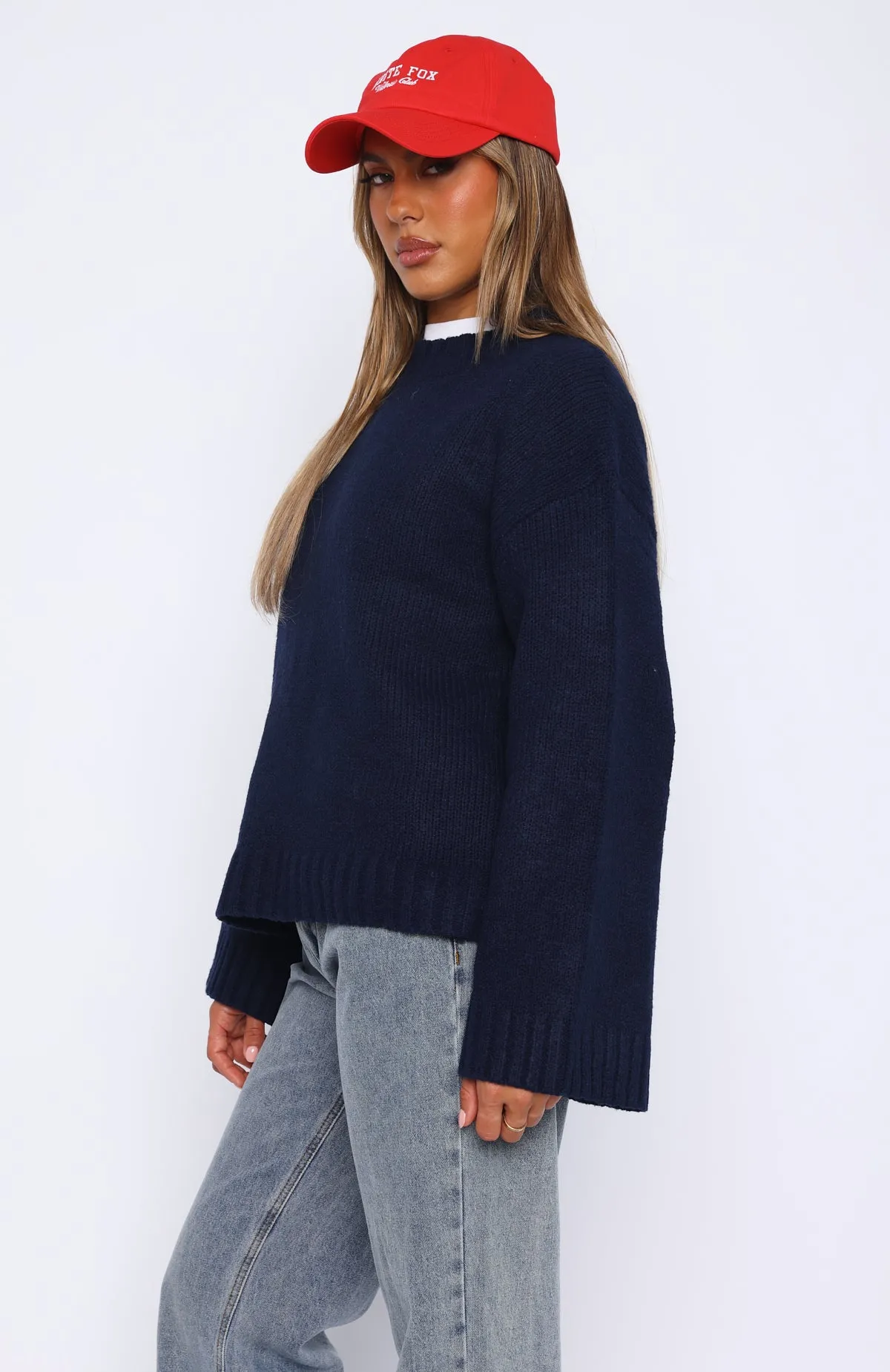 Winter's Chill Knit Sweater Navy