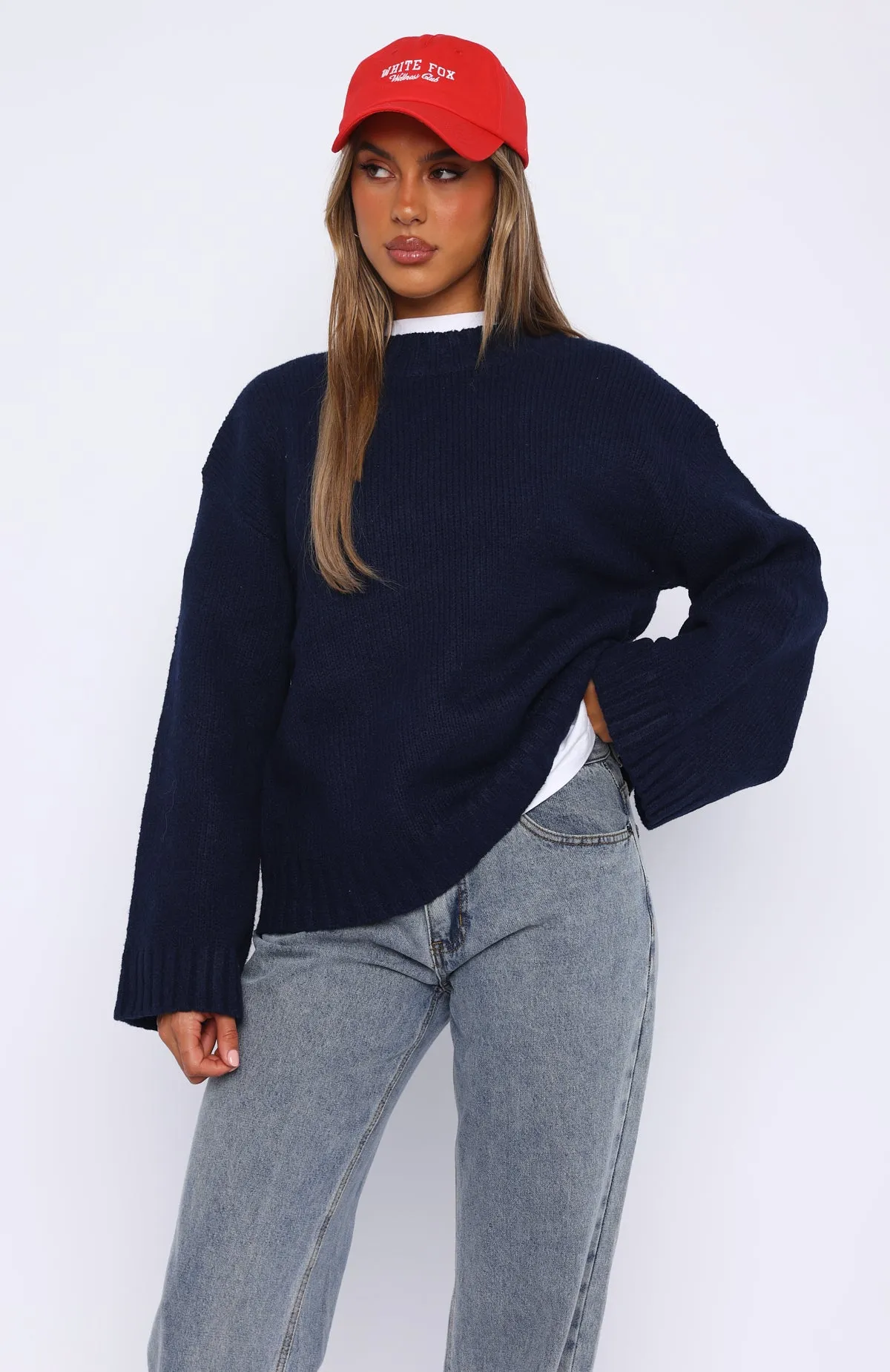 Winter's Chill Knit Sweater Navy